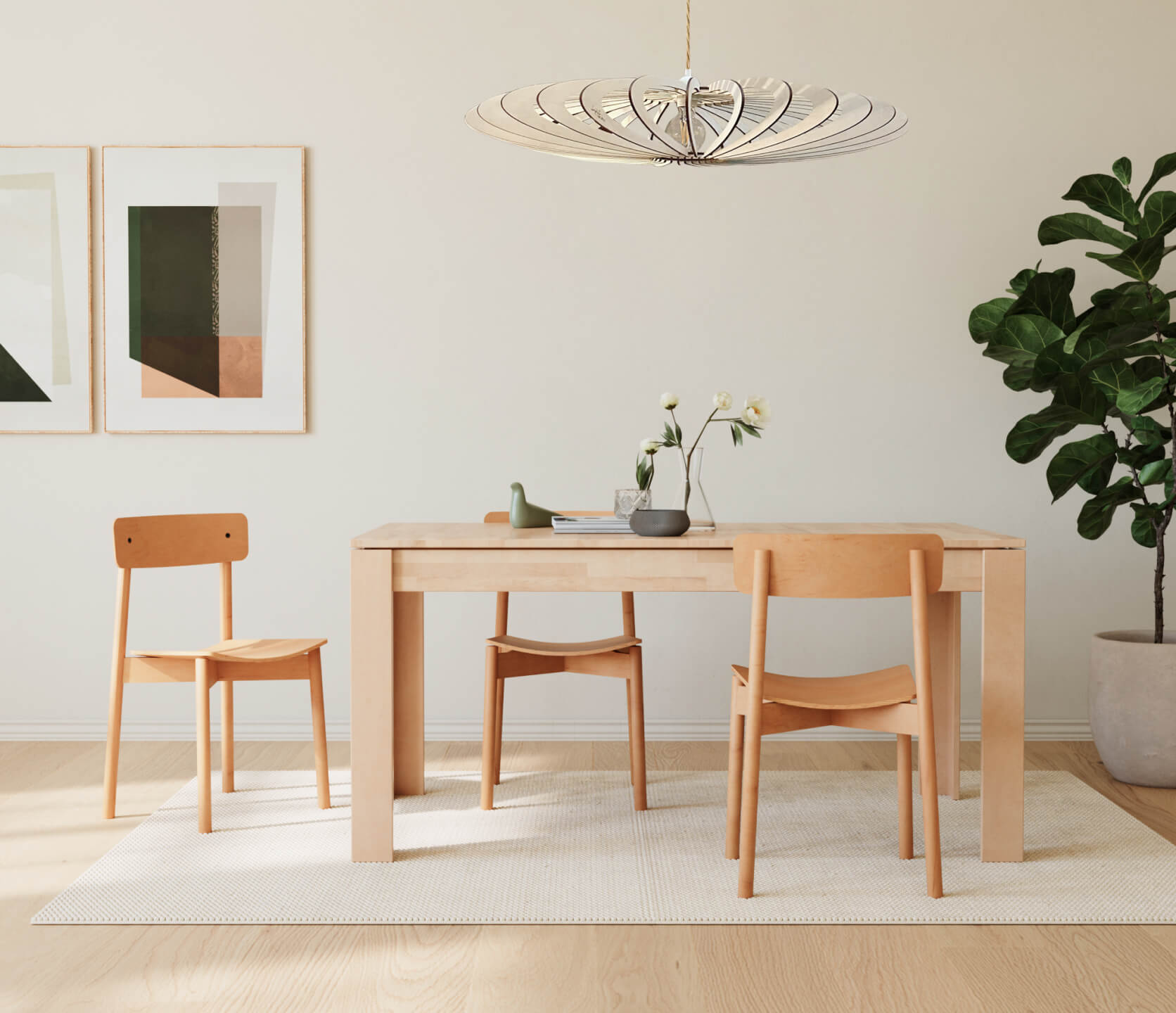 Tisch- und Stuhlset MAIA – Französisches Massivholz – Kipli