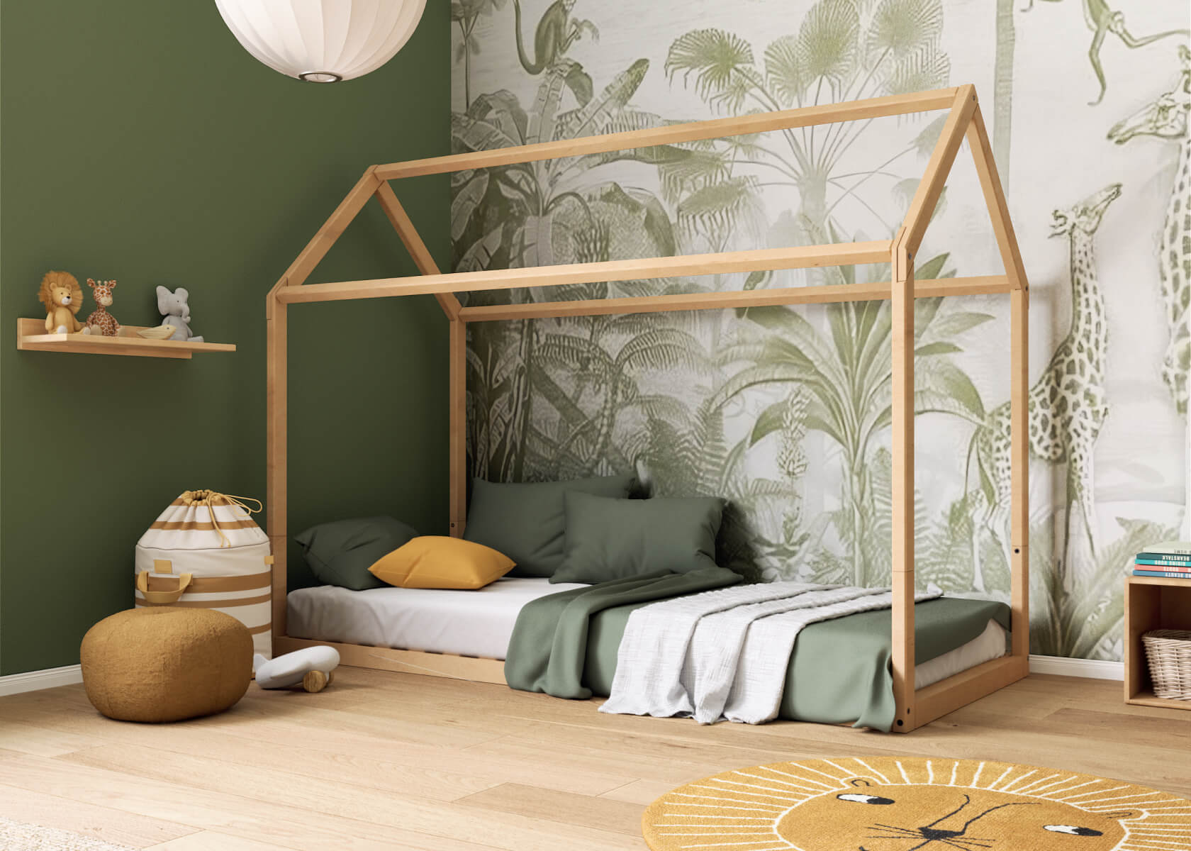 Cama tipo cabaña evolutiva de madera maciza JAVA - Kipli