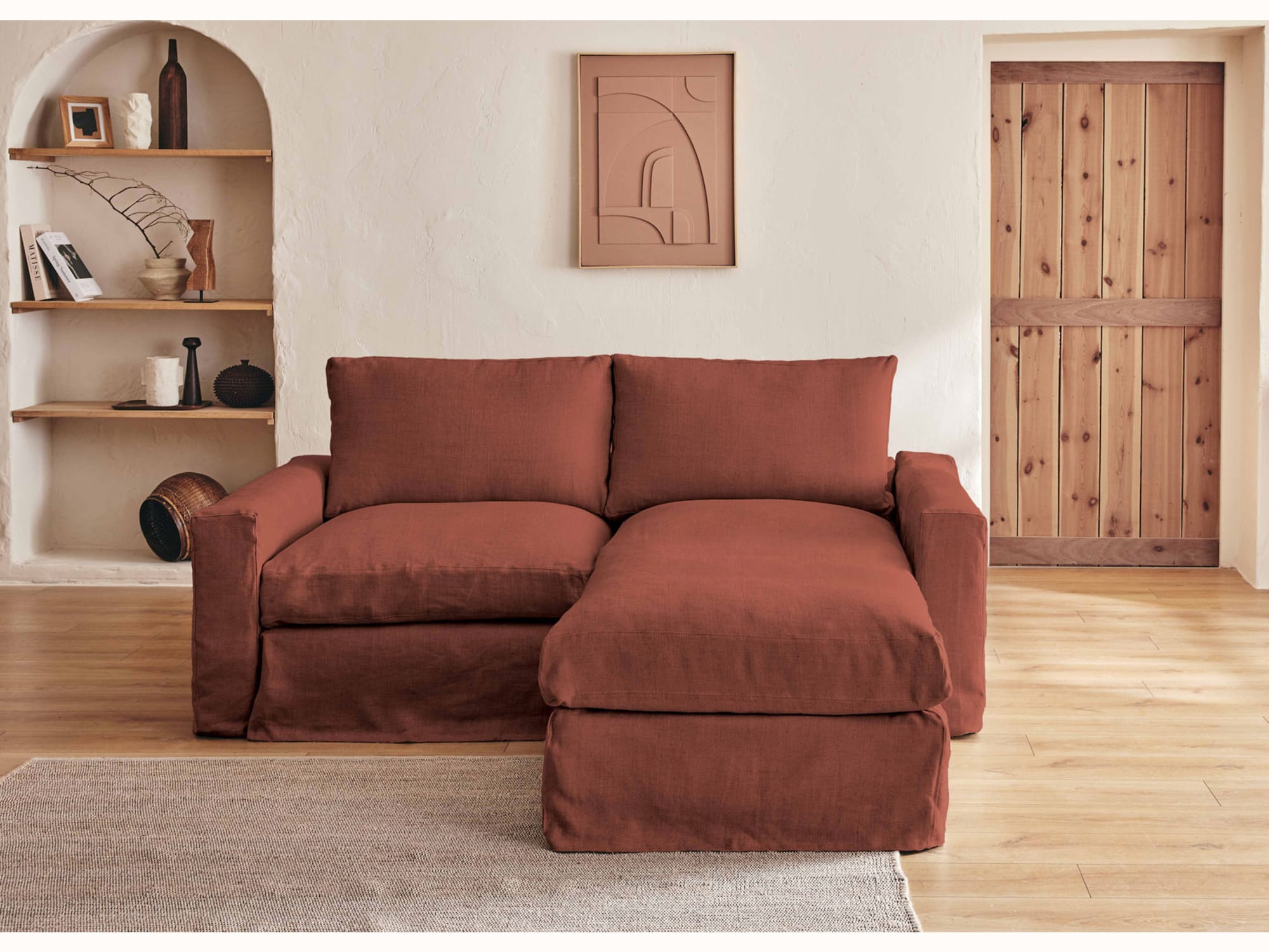 Divano ad angolo a 2-3 posti in lino LENO