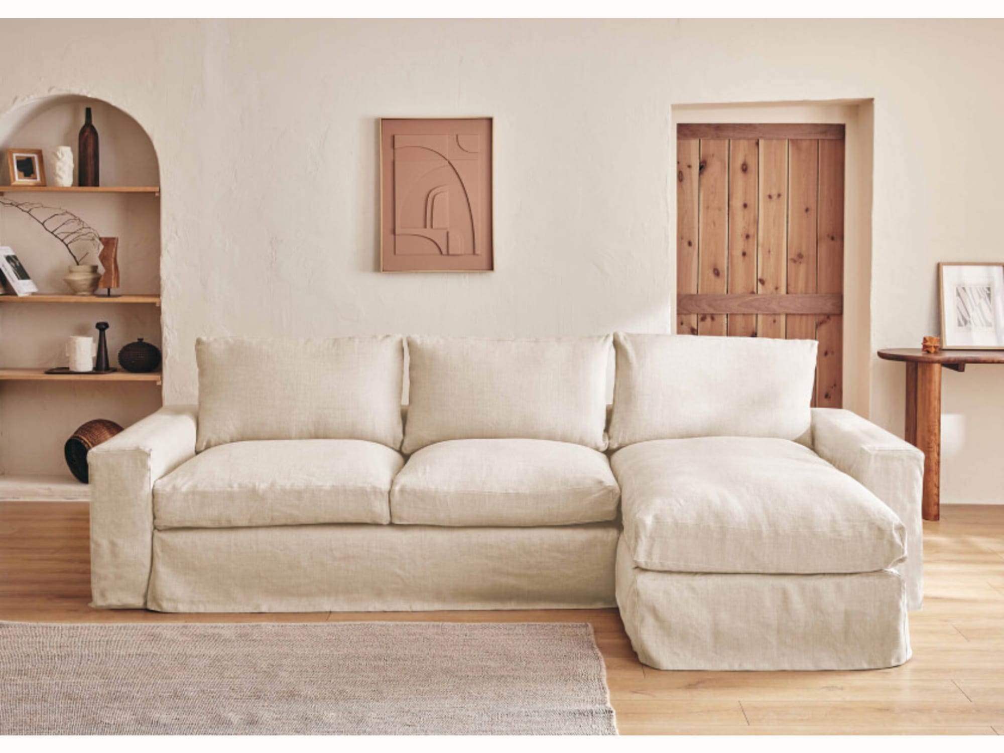 3-4-Sitzer-Ecksofa aus Leinen LENO – 100 % natürliches Leinen – Kipli