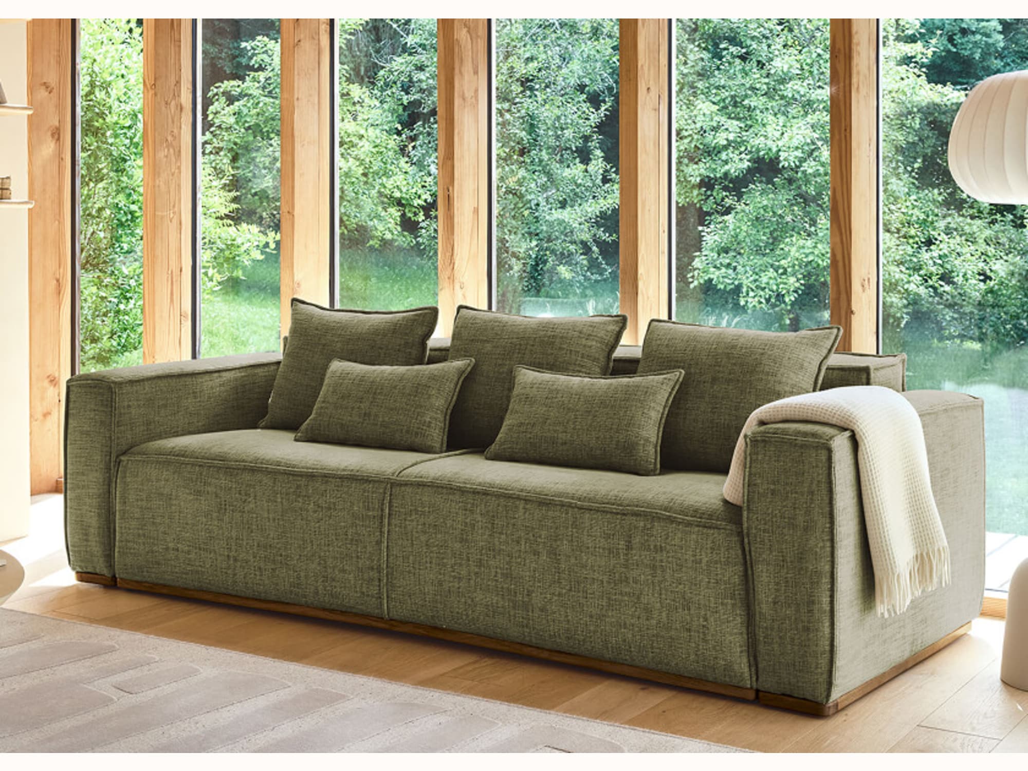 Divano letto con base in legno FOLIA