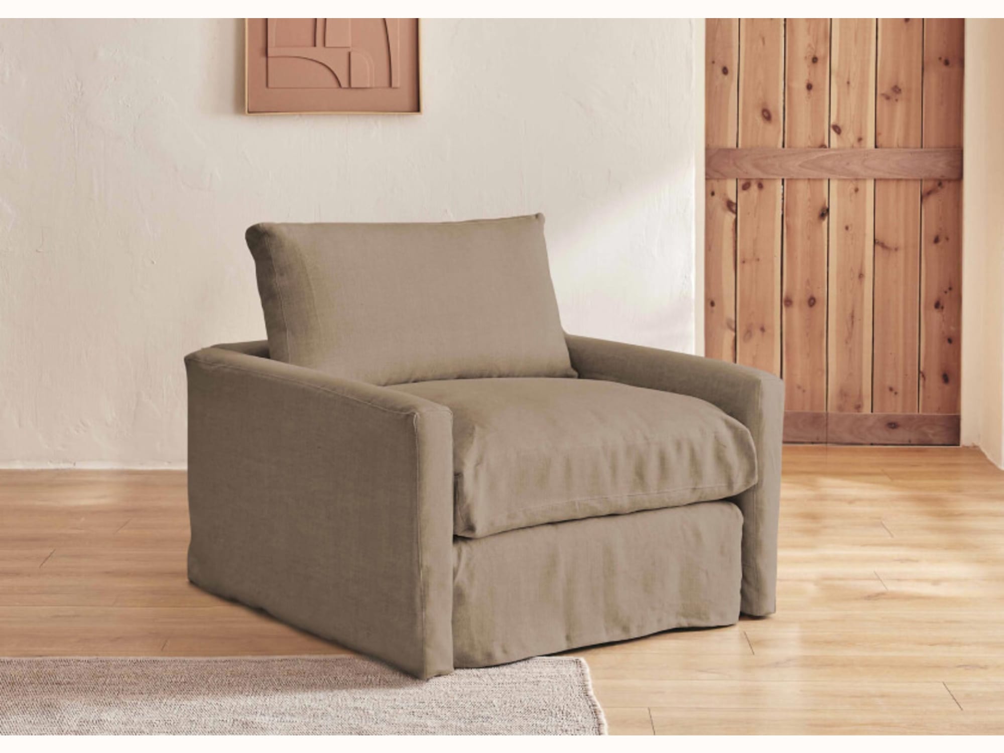 Poltrona ampia in lino LENO - 80 cm
