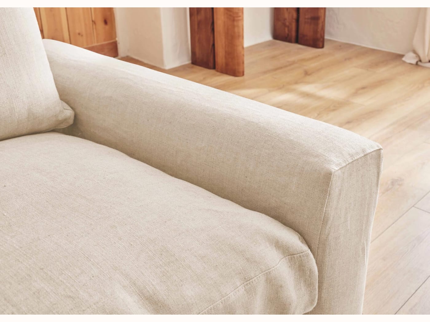 Poltrona ampia in lino LENO - 80 cm