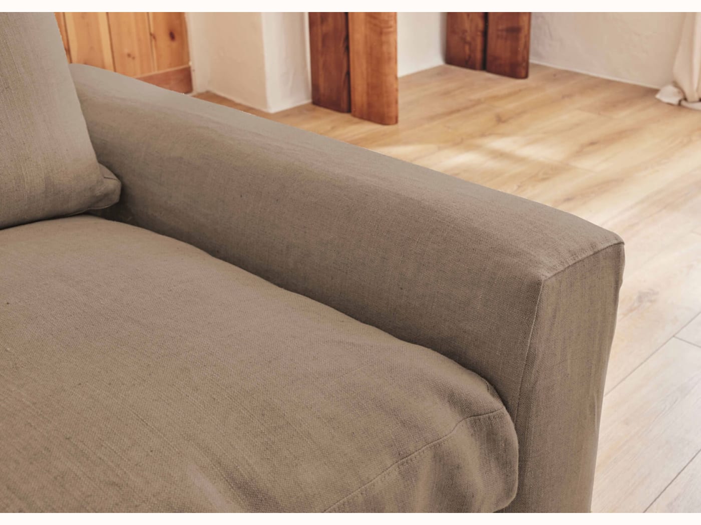 Poltrona ampia in lino LENO - 80 cm