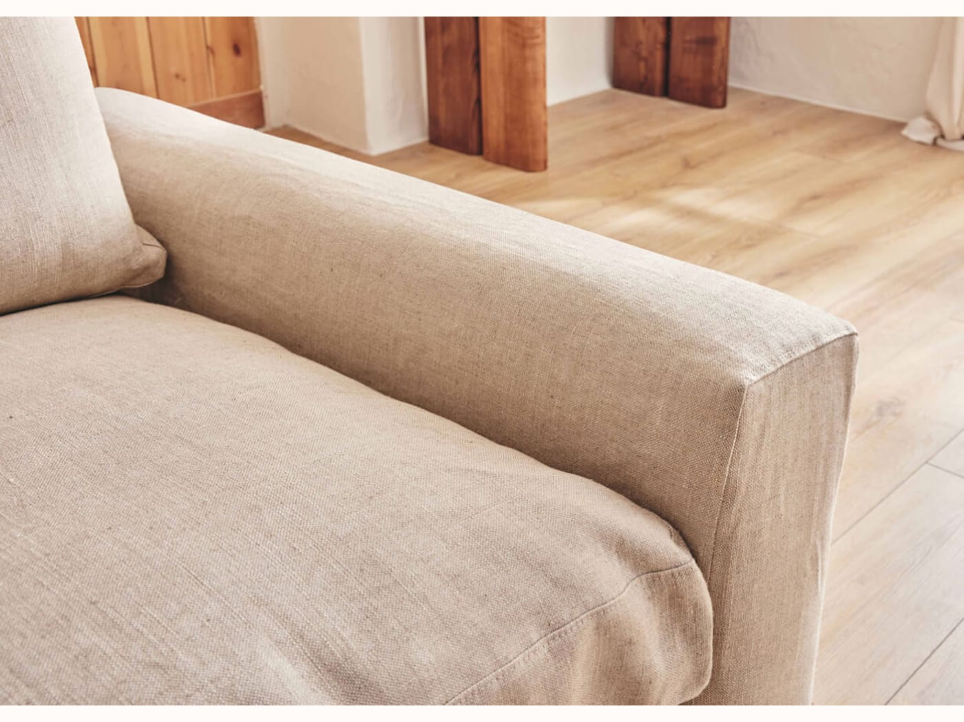 Poltrona ampia in lino LENO - 80 cm
