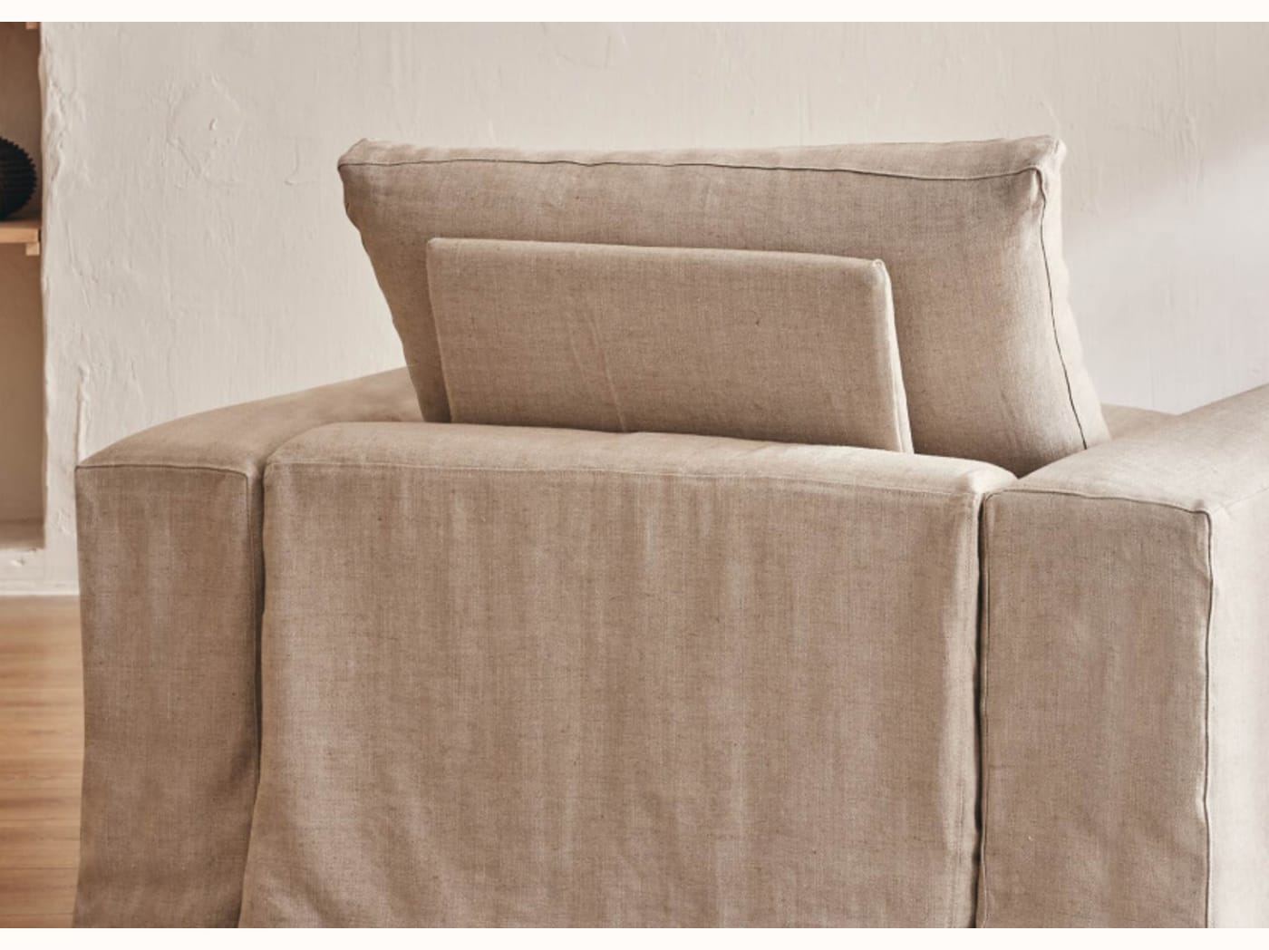 Poltrona ampia in lino LENO - 80 cm