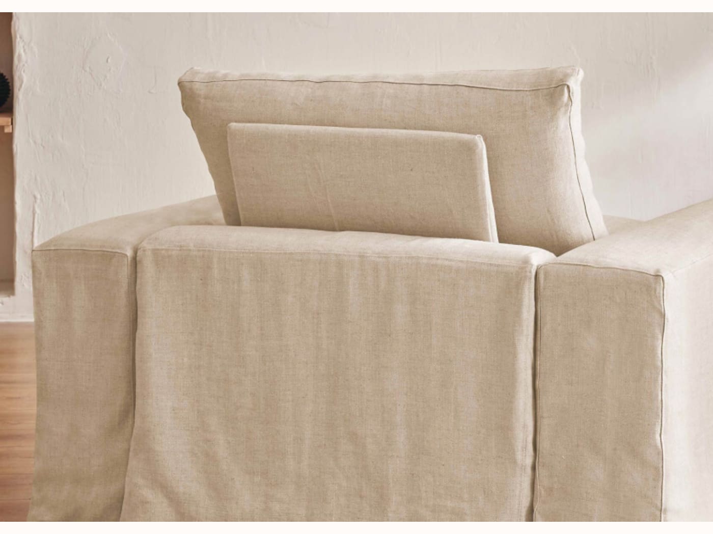 Poltrona ampia in lino LENO - 80 cm