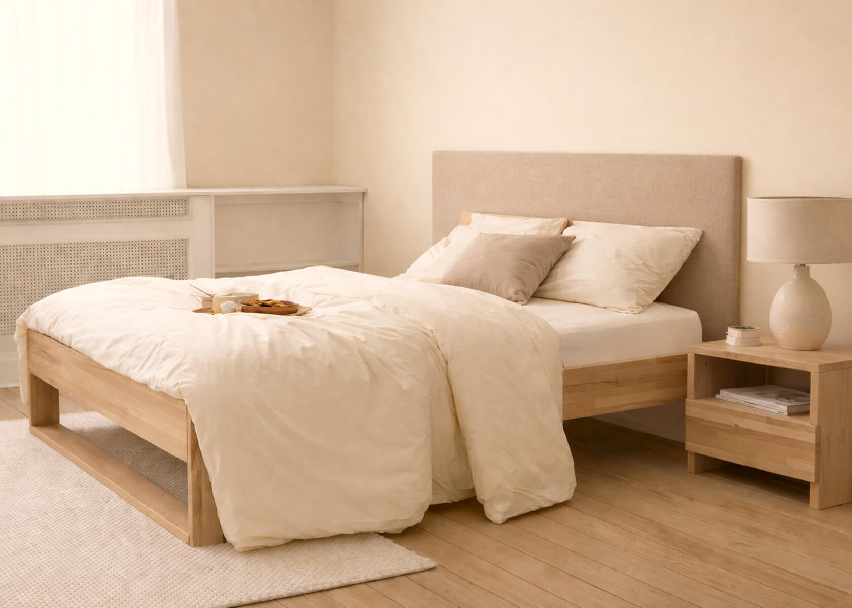 Letto con rete in legno massello AVA