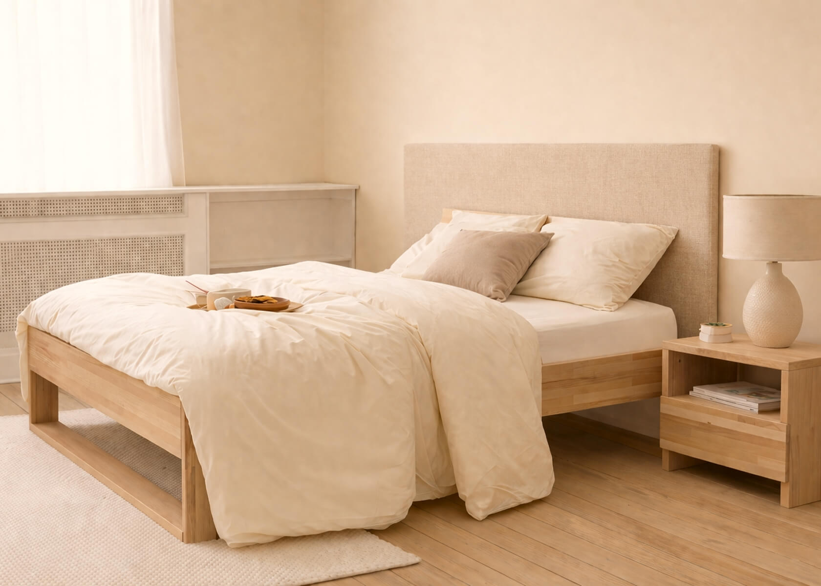 Letto con rete in legno massello AVA