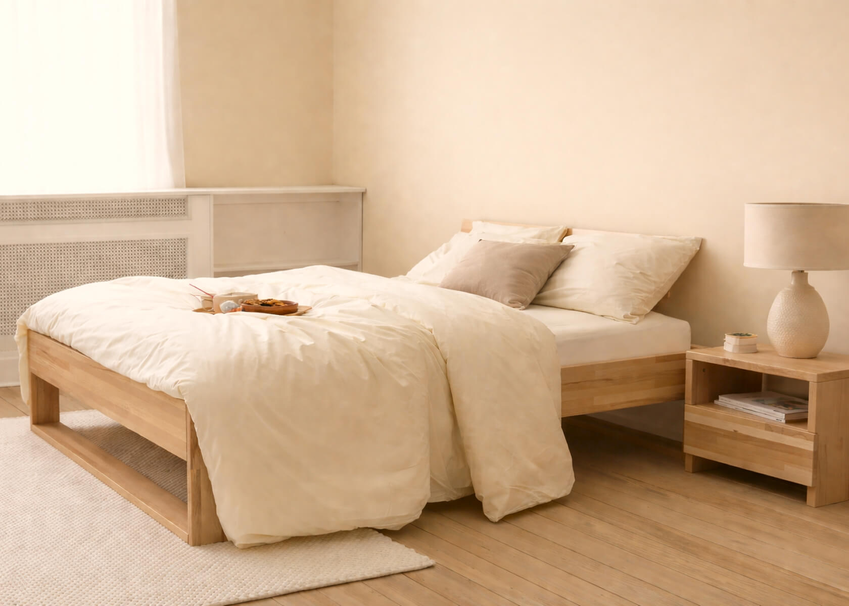 Letto con rete in legno massello AVA