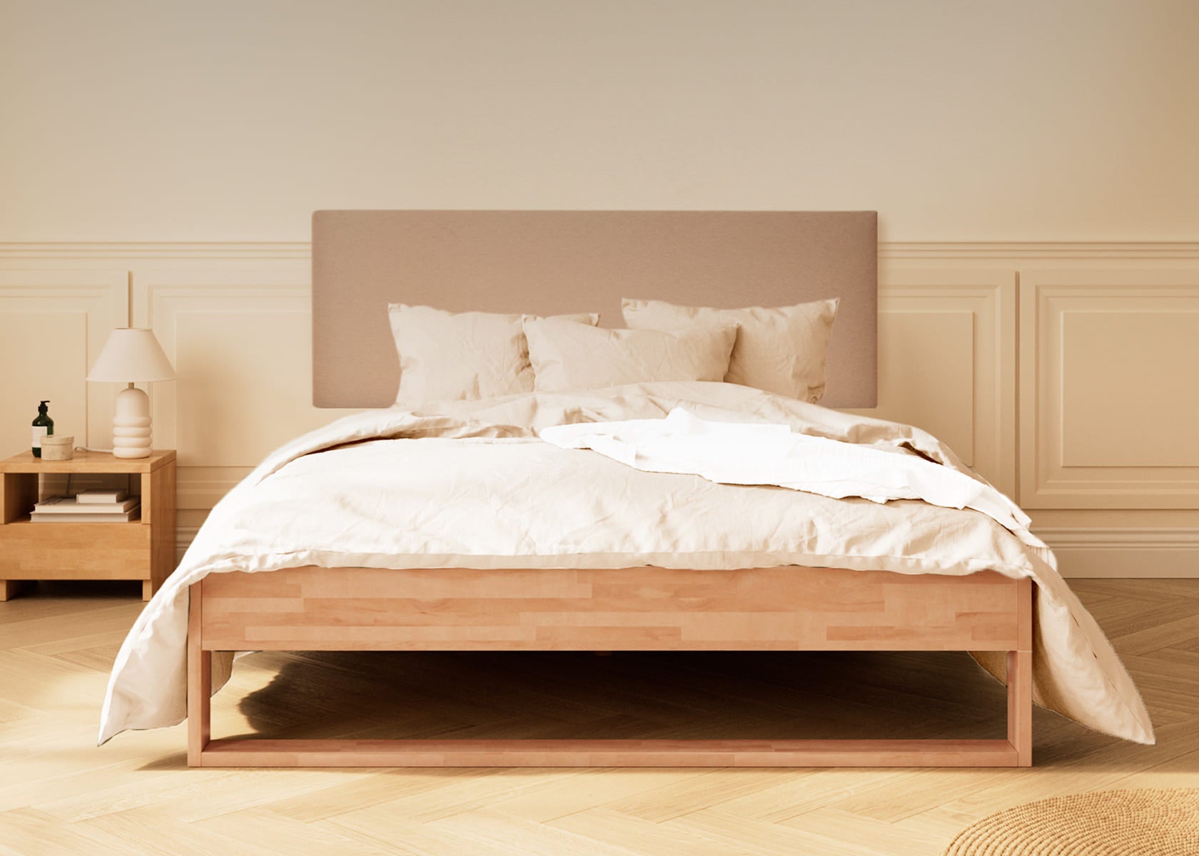 Letto con rete in legno massello AVA