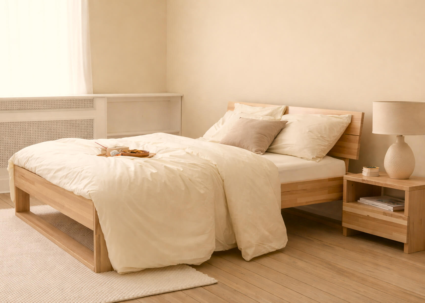 Letto con rete in legno massello AVA