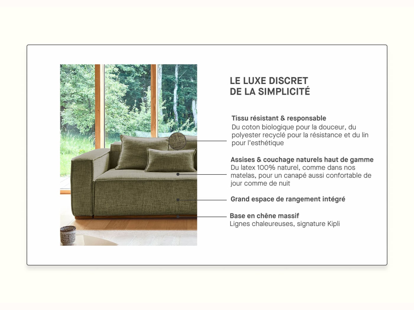 Divano letto con base in legno FOLIA