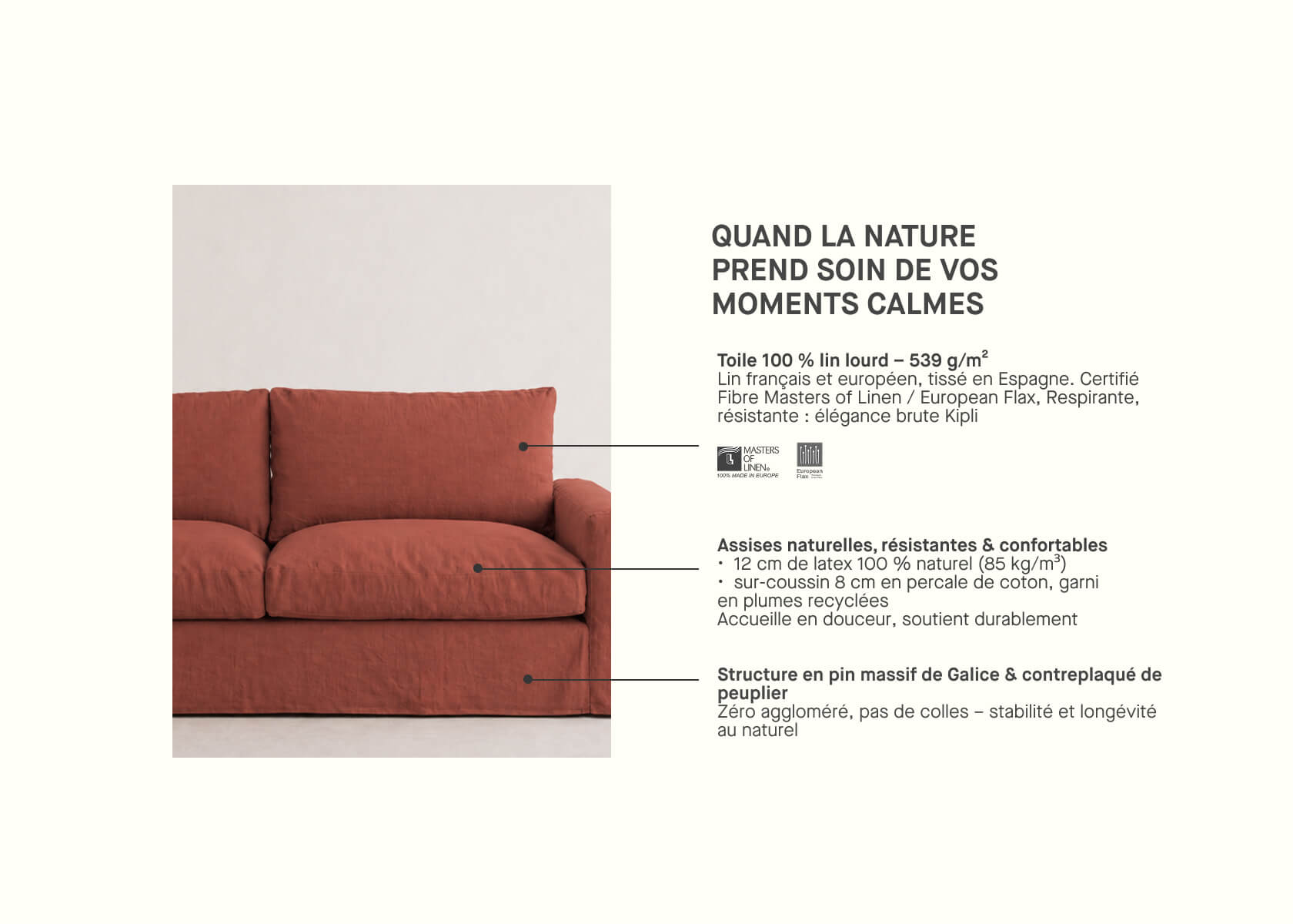 Divano a 3 posti in lino LENO