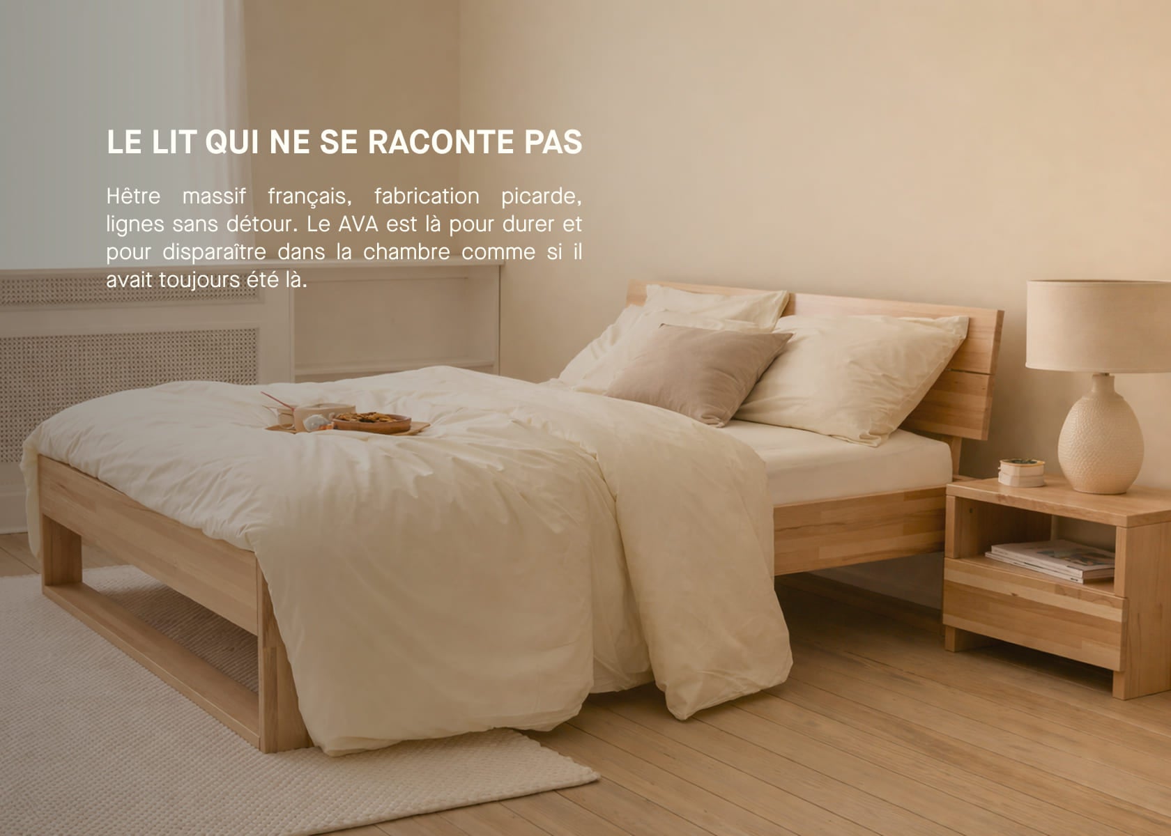 Letto con rete in legno massello AVA