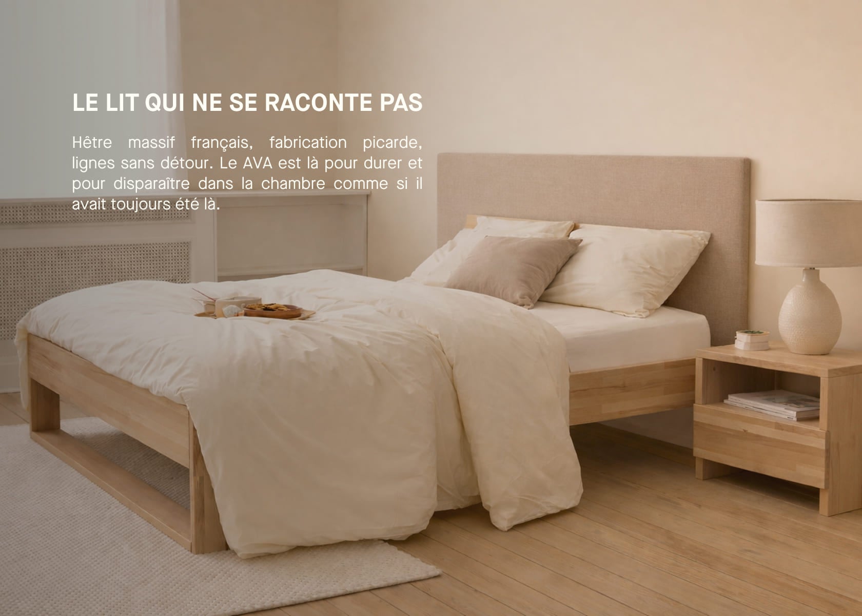 Letto con rete in legno massello AVA