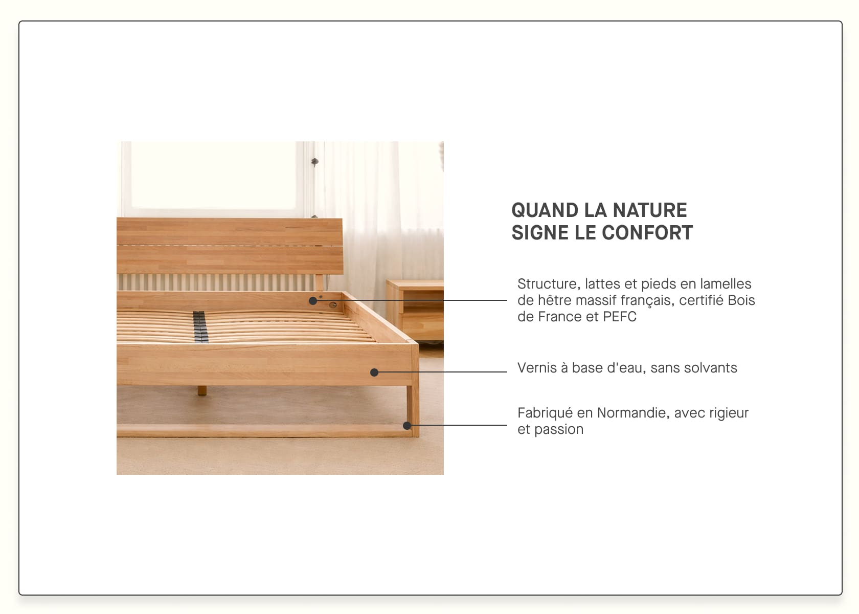 Letto con rete in legno massello AVA