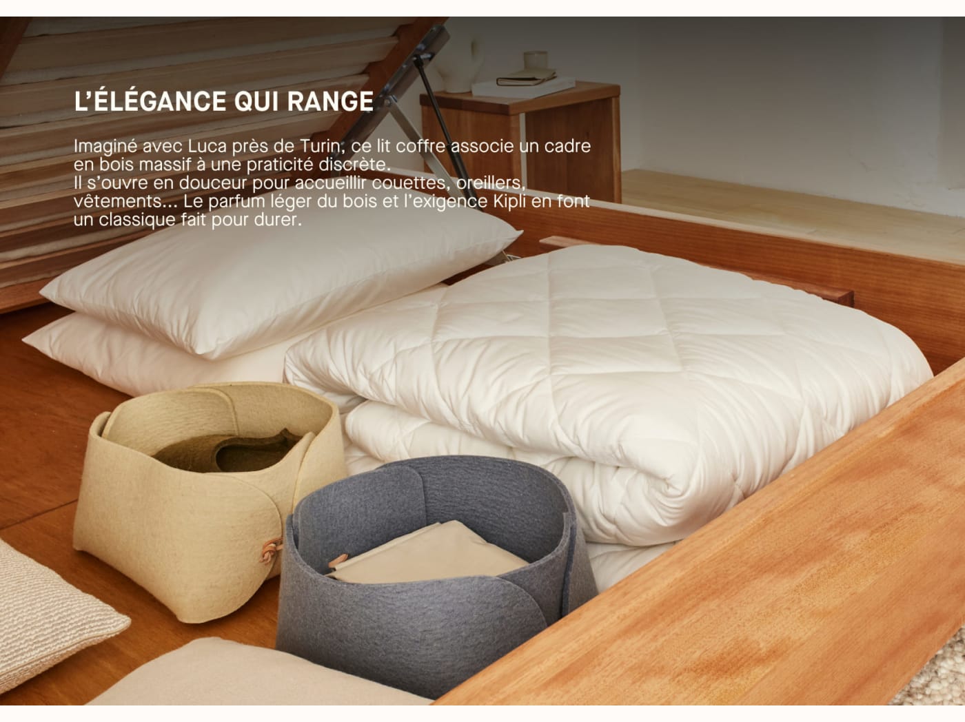 Letto contenitore in legno massello LUCA