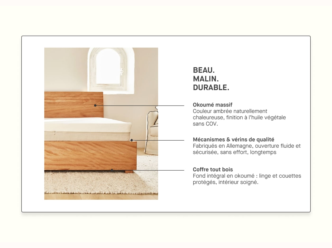 Letto contenitore in legno massello LUCA