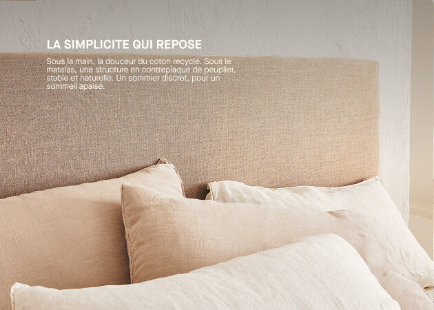 Letto contenitore in legno e lino OTTO