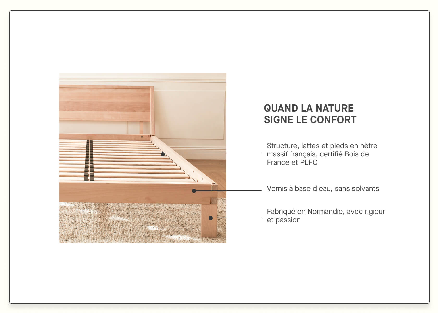 Letto con rete in faggio massiccio NOVA