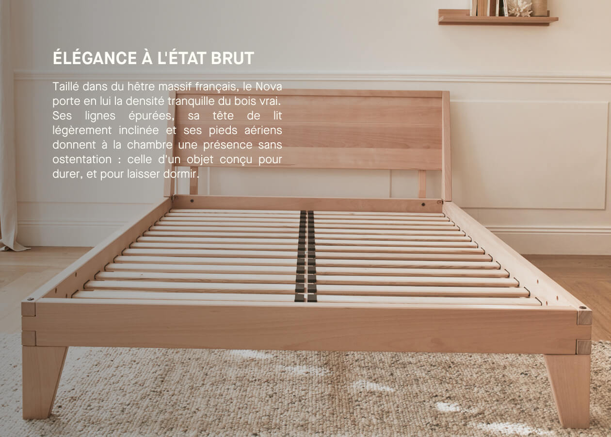 Letto con rete in faggio massiccio NOVA