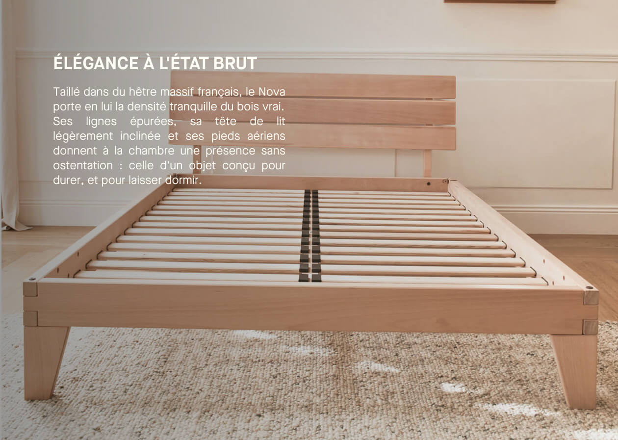 Letto con rete in faggio massiccio NOVA