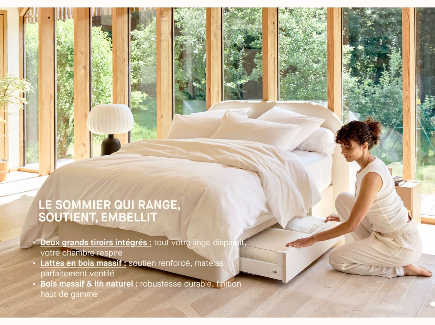 Letto imbottito con cassetti premium - LE LAC