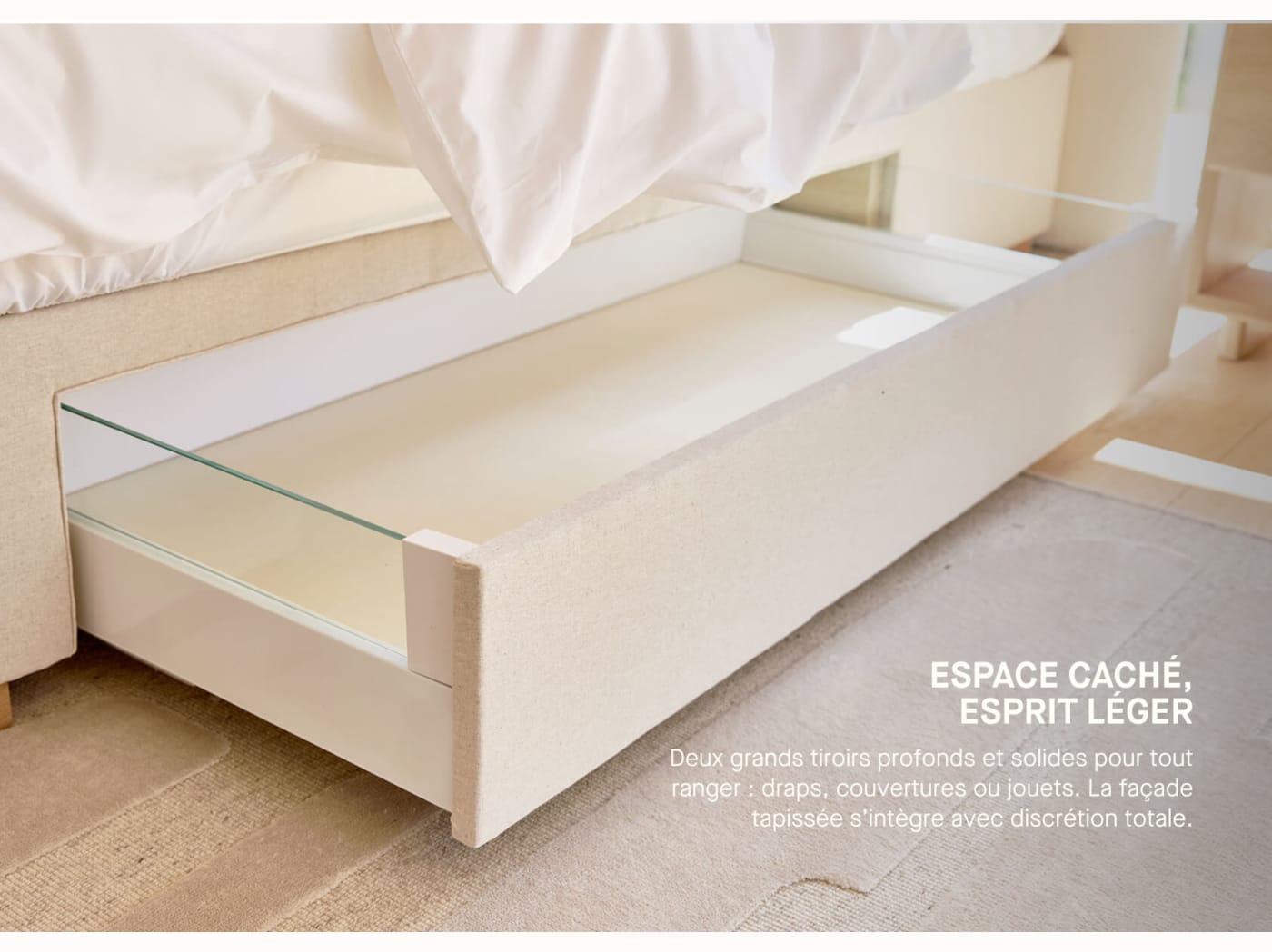 Letto imbottito con cassetti premium - LE LAC