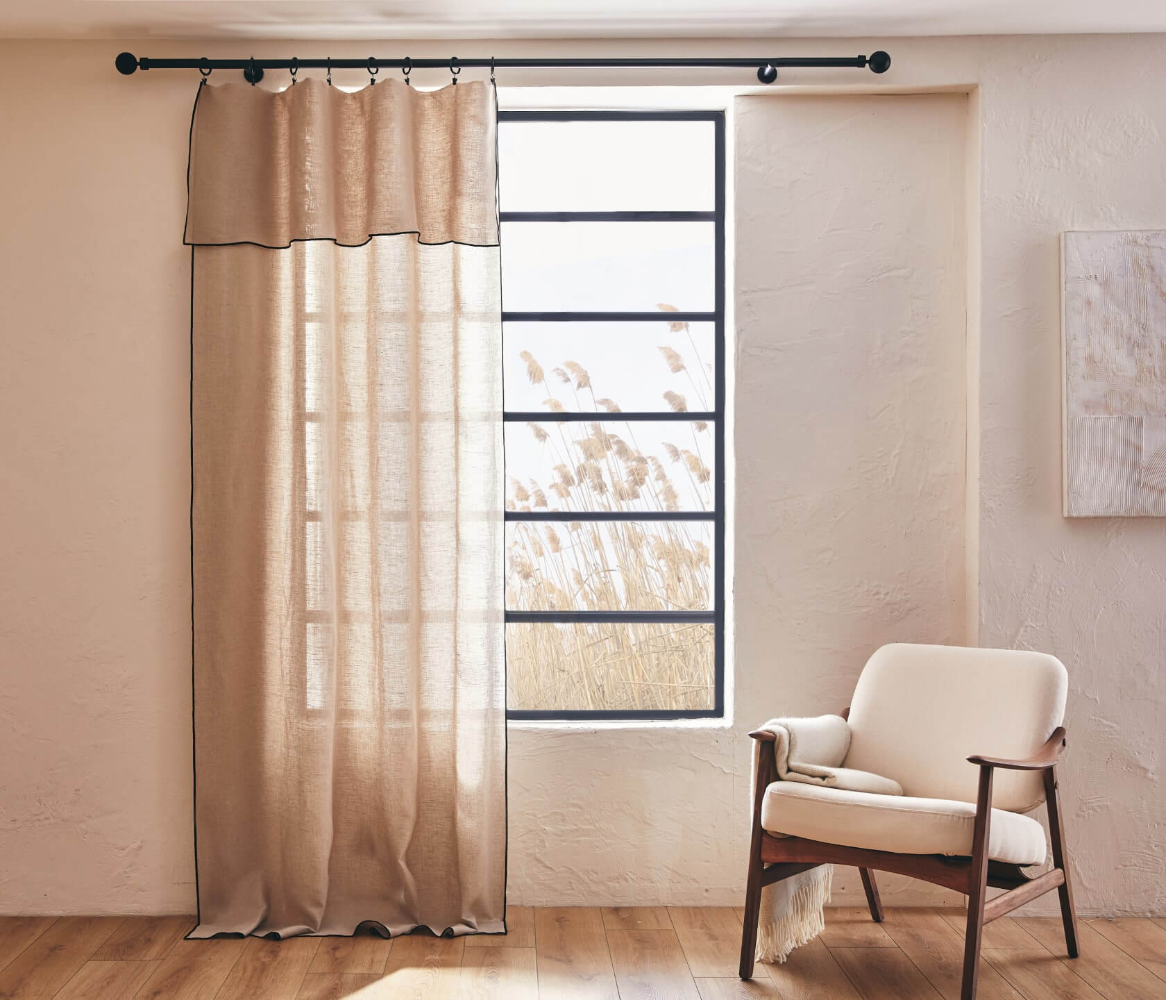 Tenda leggera a pannello in lino lavato LENO