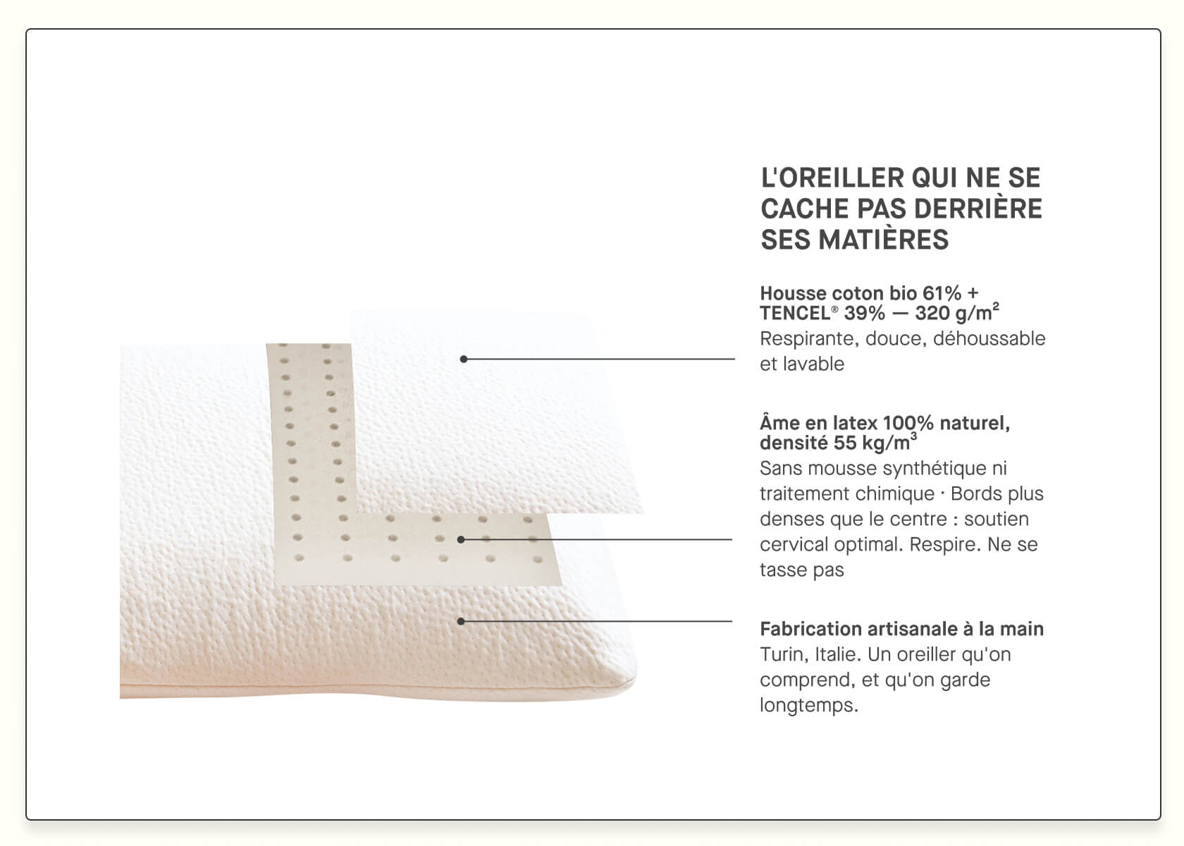 Cuscino quadrato in lattice naturale