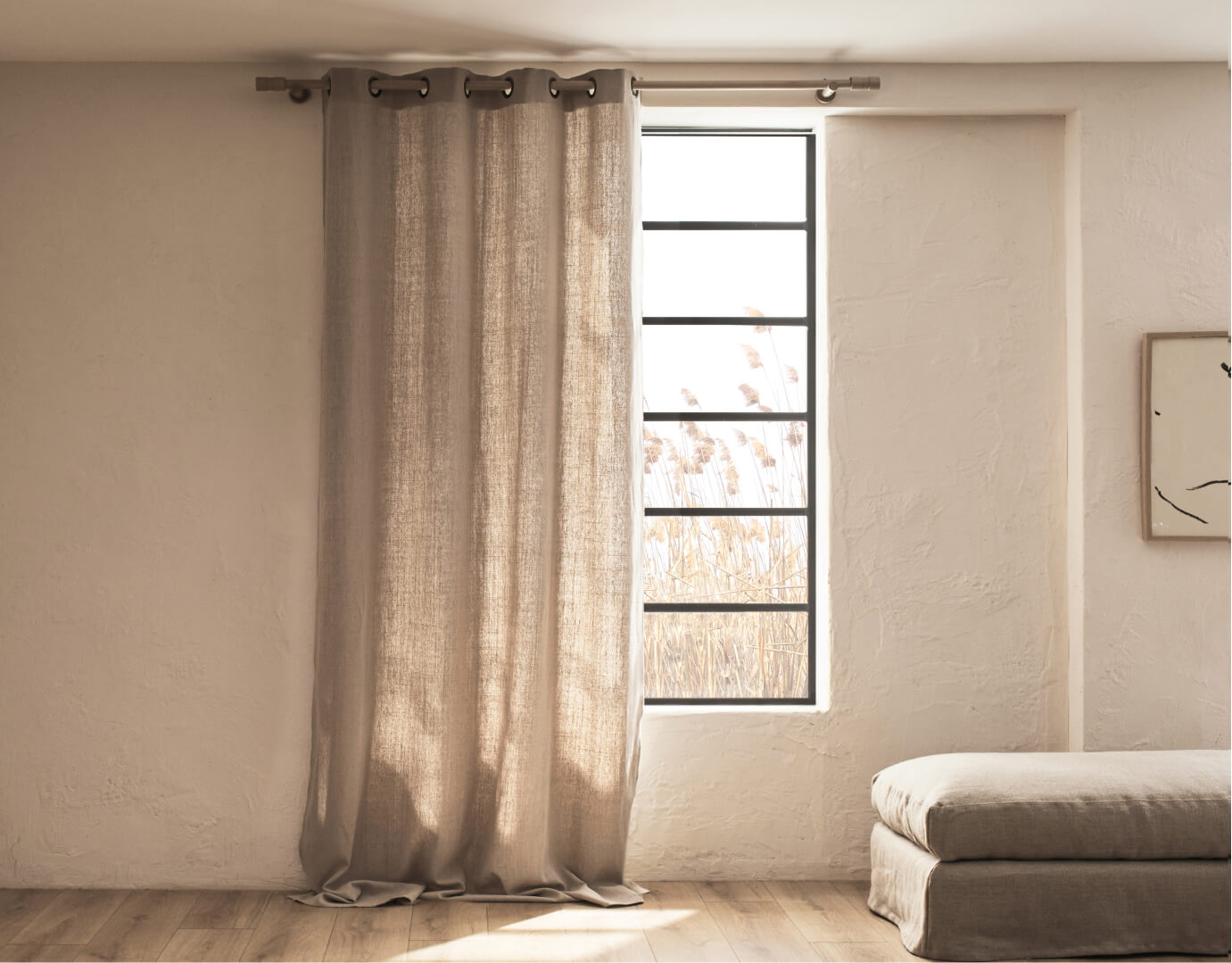 Cortina translúcida beige o gris 100% lino: agregue un toque de elegancia  natural a su hogar -  España