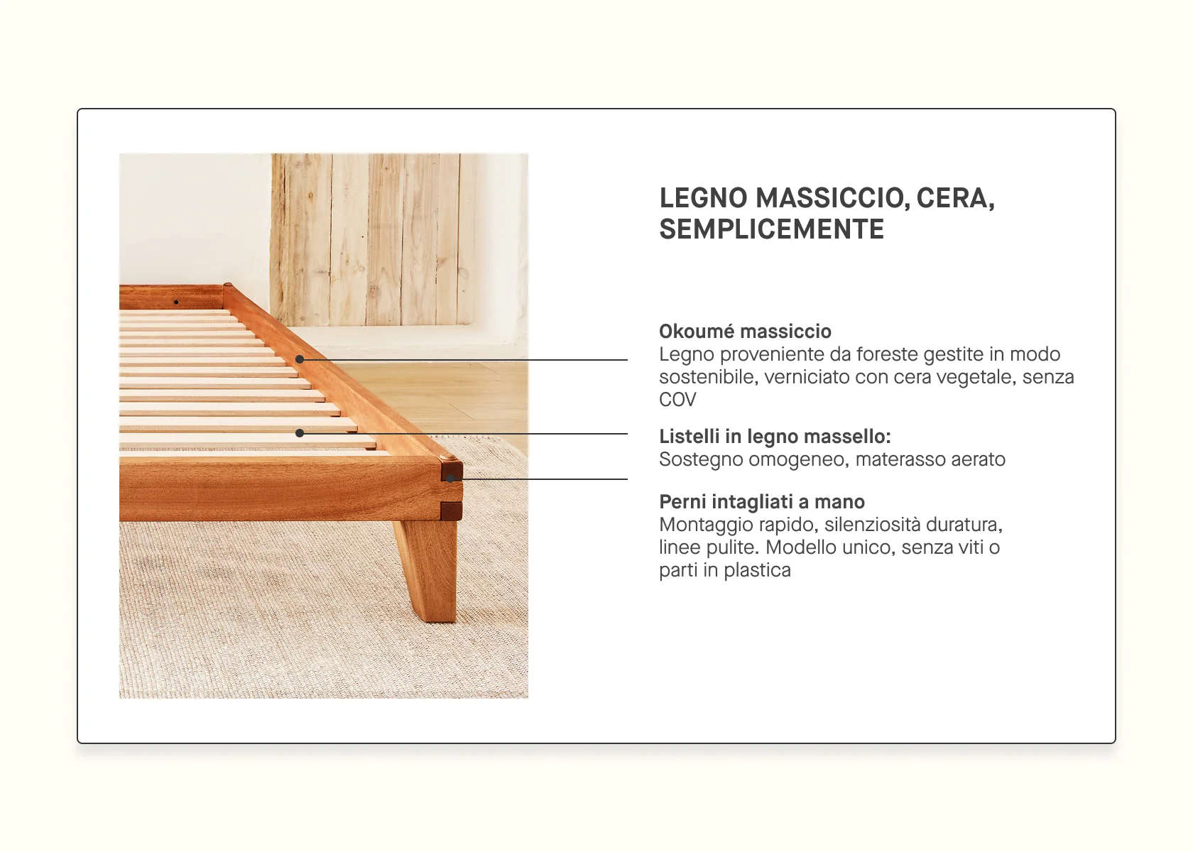 Letto legno massiccio LUCA