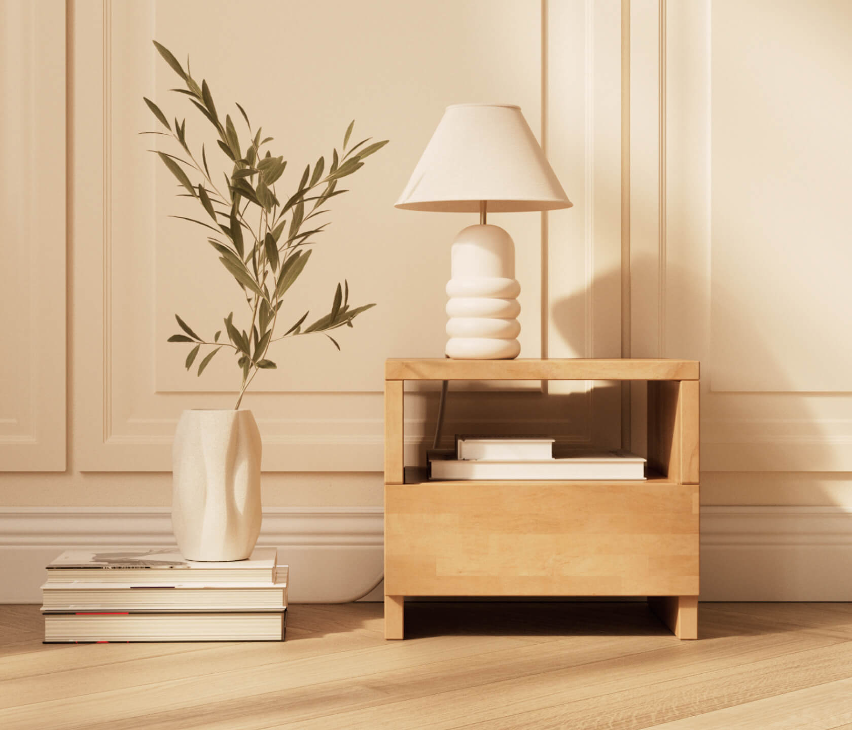 Comodino in legno massiccio AVA