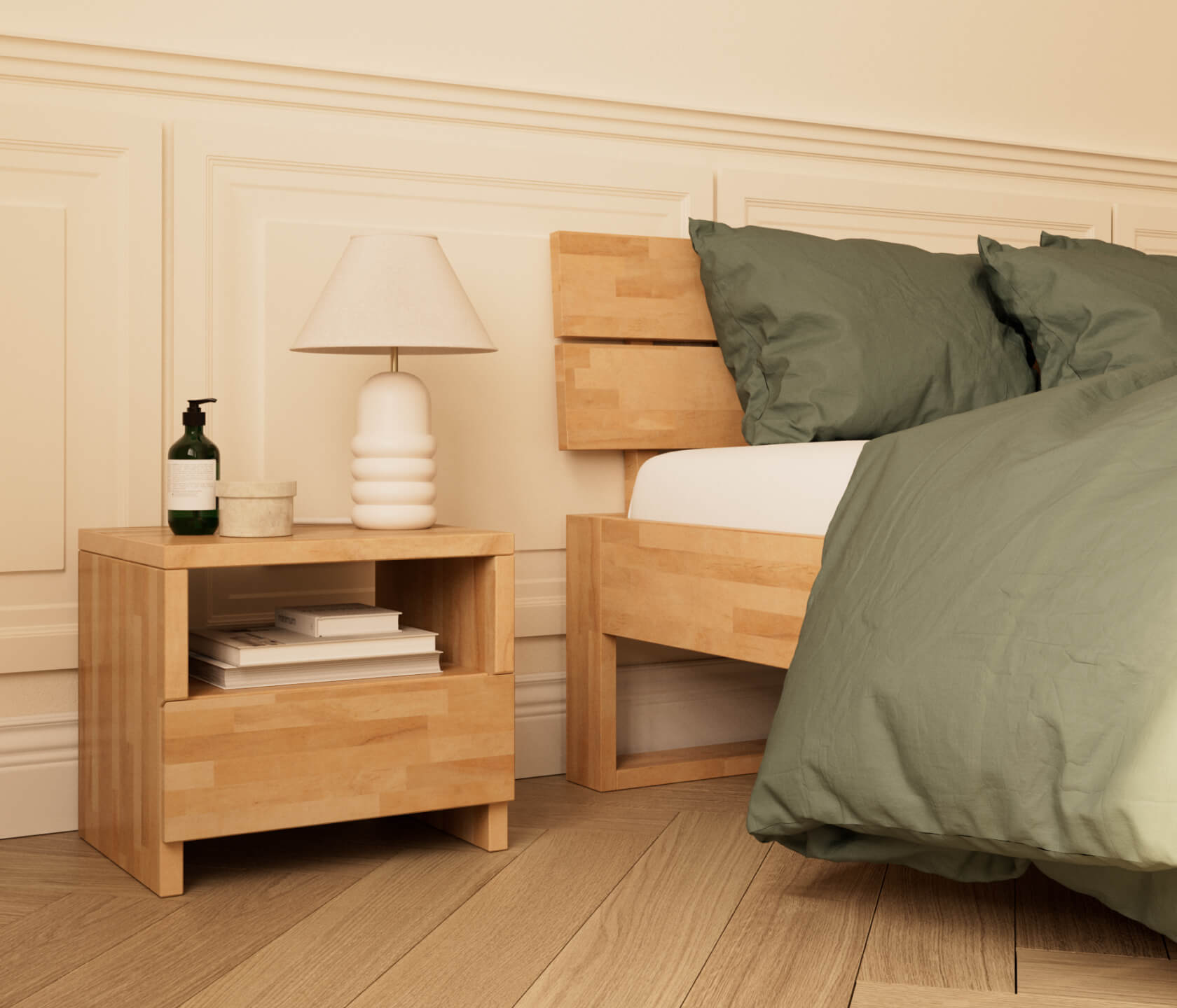 Comodino in legno massiccio AVA